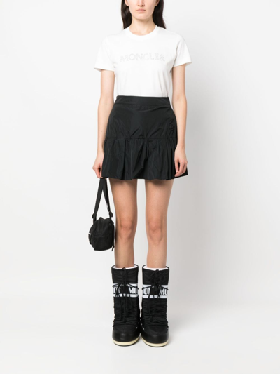 Shop Moncler High-waist Taffeta Miniskirt In Black
