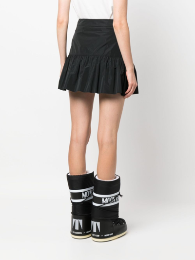 Shop Moncler High-waist Taffeta Miniskirt In Black