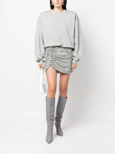 Shop The Mannei Ruched-detail Sequined Miniskirt In Grey