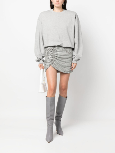 The Mannei Ruched-detail Sequined Miniskirt In Grey