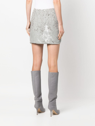 The Mannei Ruched-detail Sequined Miniskirt In Grey
