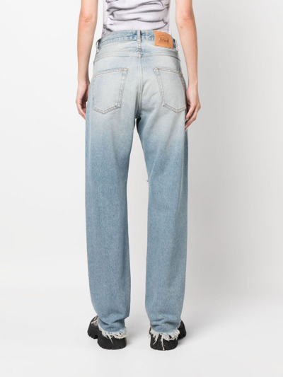 Aries Distressed-effect Wide-leg Jeans In Blue