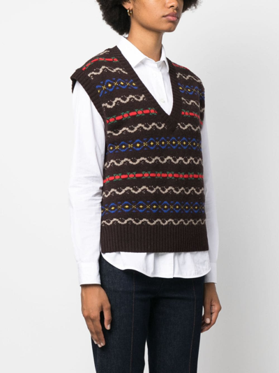 Shop Polo Ralph Lauren Intarsia V-neck Knitted Vest In Brown