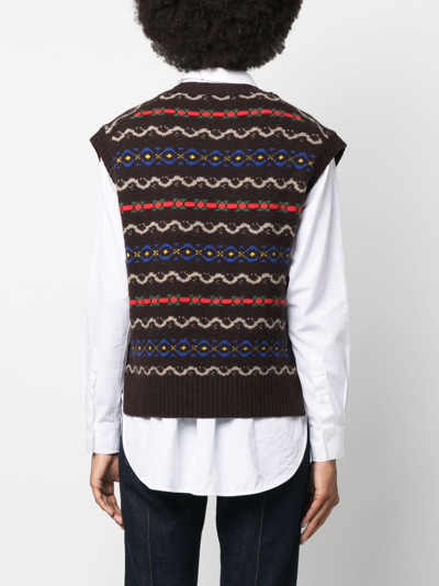 Shop Polo Ralph Lauren Intarsia V-neck Knitted Vest In Brown