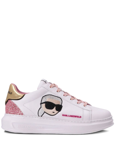Shop Karl Lagerfeld Kapri Kushion Lace-up Sneakers In White