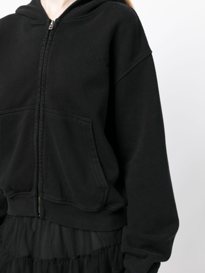 Shop We11 Done Logo-embroidered Zip-up Hoodie In Black