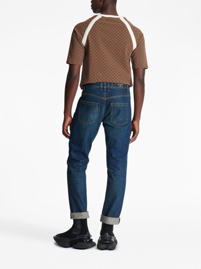 Shop Balmain Vintage Logo-patch Straight-leg Jeans In Blue