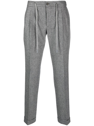 Shop Barba Houndstooth-pattern Tapered-leg Trousers In Grey