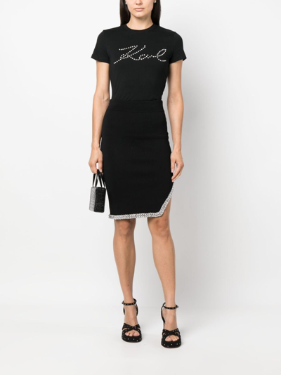 Shop Karl Lagerfeld Logo Print-embellished Organic-cotton T-shirt In Black