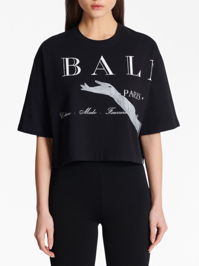 Shop Balmain Jolie- Madame Print T-shirt In Black