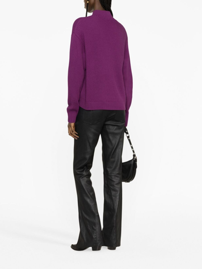 Shop Karl Lagerfeld Logo-appliqué Knitted Jumper In Purple