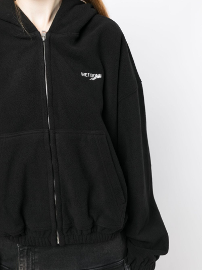 Shop We11 Done Logo-embroidered Zip-up Hoodie In Black