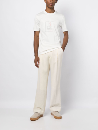 Shop Brunello Cucinelli Graphic-print Cotton T-shirt In White