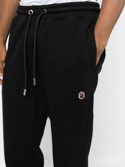 Shop A Bathing Ape Logo-patch Cotton Blend Track Pants In Black