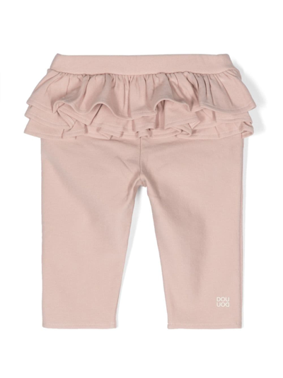 Shop Douuod Ruffled-detailing Cotton Leggings In Pink