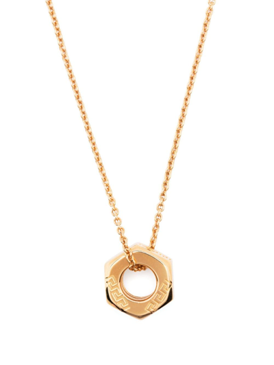 Shop Versace Bolt-detail Pendant Necklace In Gold