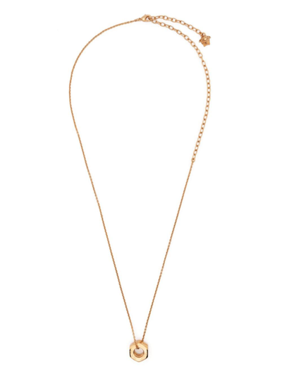 Shop Versace Bolt-detail Pendant Necklace In Gold