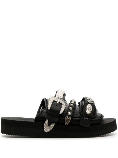 Shop Toga Stud-embellished Open-toe Sandals In Black