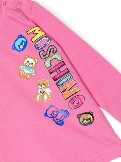 Shop Moschino Teddy Bear-print Cotton T-shirt In Pink