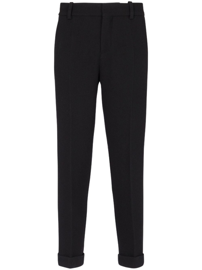 Balmain Straight Cropped Trousers In Black