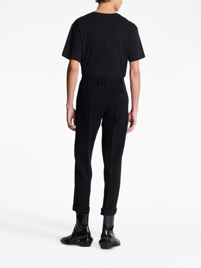 Shop Balmain Tapered Cropped Trousers In Black