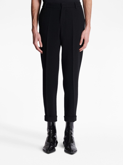 Shop Balmain Tapered Cropped Trousers In Black