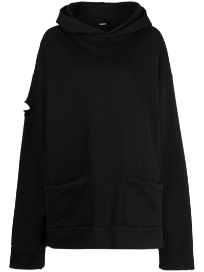 Shop We11 Done Logo-print Cotton Hoodie In Black