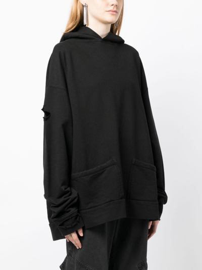 Shop We11 Done Logo-print Cotton Hoodie In Black