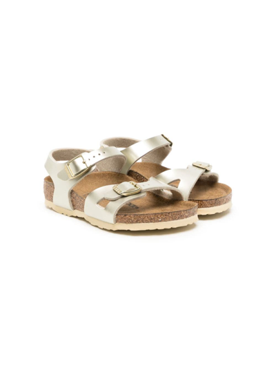 Shop Birkenstock Rio Double-strap Metallic Sandals In Gold