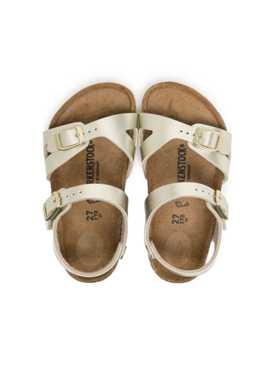 Shop Birkenstock Rio Double-strap Metallic Sandals In Gold
