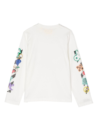 Shop Off-white Stickers Picture Long-sleeve T-shirt In White