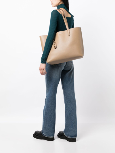 Michael Kors Eliza Extra-large Pebbled Leather Reversible Tote Bag In Brown