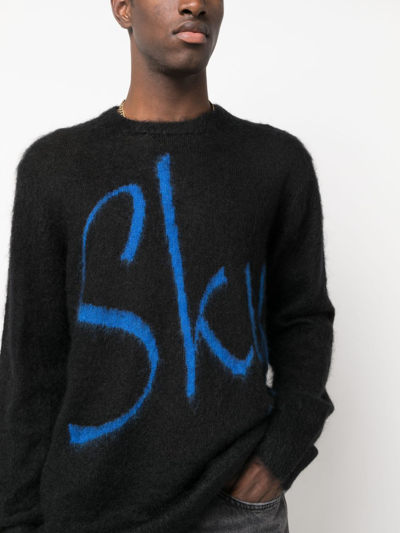 Shop Blue Sky Inn Logo-print Crew-neck Jumper In Black