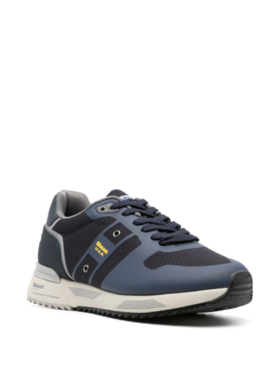 Shop Blauer Logo-patch Lace-up Sneakers In Blue