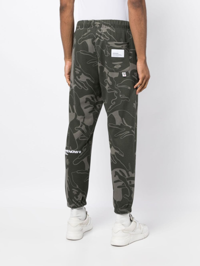 Shop Aape By A Bathing Ape Graphic-print Tapered Trousers In Green