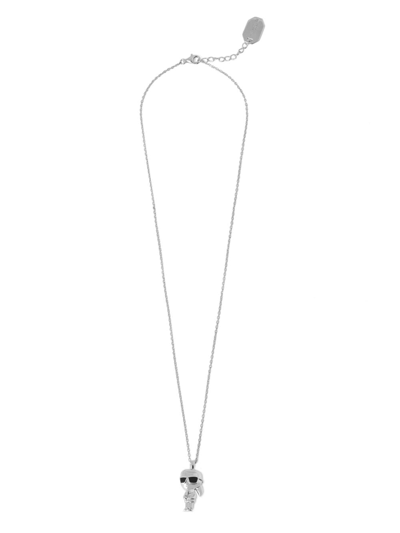 Shop Karl Lagerfeld K/ikonik 2.0 Pendant Necklace In Silver