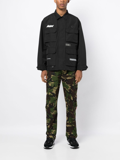 Shop Aape By A Bathing Ape Logo-print Multiple-pocket Jacket In Black