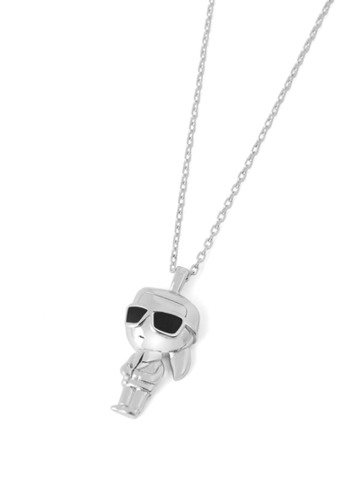 Shop Karl Lagerfeld K/ikonik 2.0 Pendant Necklace In Silver