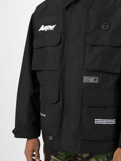 Shop Aape By A Bathing Ape Logo-print Multiple-pocket Jacket In Black