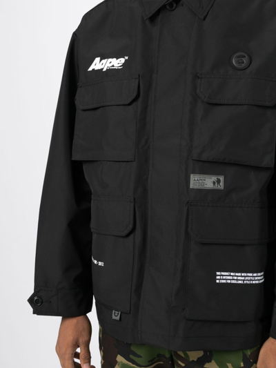 Aape By A Bathing Ape Logo-print Multiple-pocket Jacket In Black