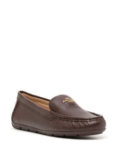 Shop Coach Marley Driver Leather Loafers In Brown