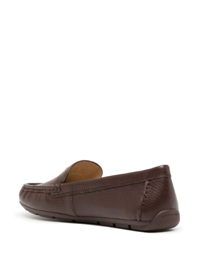Shop Coach Marley Driver Leather Loafers In Brown