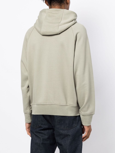 Emporio Armani Logo-embroidered Cotton Hoodie In Green