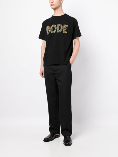 Bode Logo-embellished Cotton-jersey T-shirt In Black