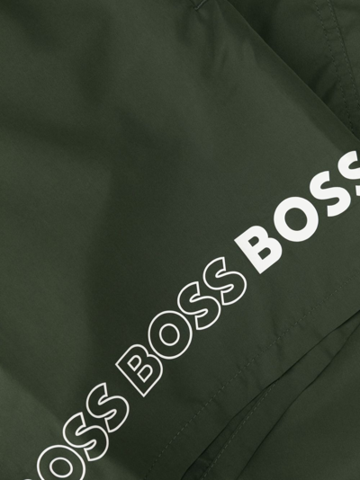 Shop Hugo Boss Dolphin Logo-print Swim Shorts In Green