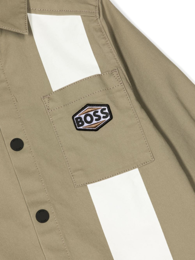 Shop Bosswear Logo-patch Twill Shirt In Brown