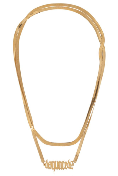 Shop Dsquared2 Logo Plaque Necklace In Gold