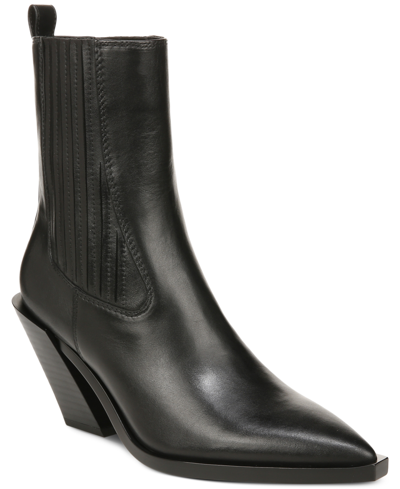 Shop Sam Edelman Women's Mandey Western Chelsea Booties In Black Leather