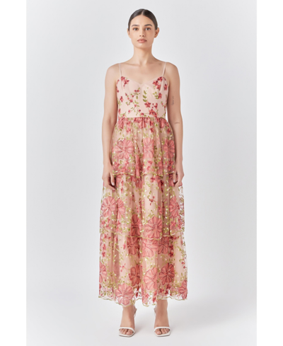 Shop Endless Rose Women's Floral Embroidered Maxi Dress In Pink