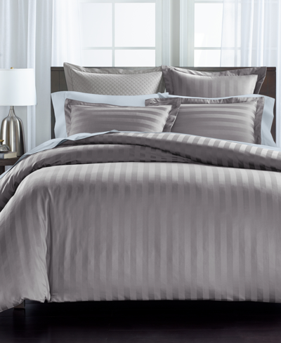 Shop Charter Club Damask 1.5" Stripe 550 Thread Count 100% Cotton 3-pc. Duvet Cover Set, Full/queen, Created For Macy' In Vapor